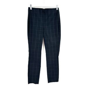 RAG & BONE Navy Blue Plaid High Rise Skinny Back Zip Trouser Dress Pants Size 2